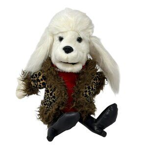 SUNNY CO Hip Poodle Hand Puppet Plush Pearls Boots Leopard Coat 2005
